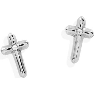 Alex and Ani Cross Mini Stud Earrings Earrings in Silver at Nordstrom