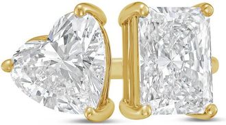 Diana M. Jewels 14kt yellow gold 4ct Lab Grown Radiant & Heart Diamond Two-Stone Ring
