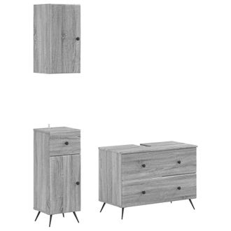 vidaXL Juego De Armarios De Ba&ntilde;o De 3 Piezas Breda Sonoma Gris Vidaxl