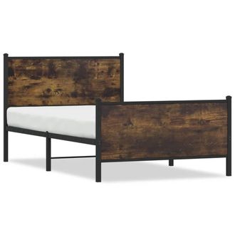 Berkfield Home Metal Bed Frame without Mattress Smoked Oak 107x203 cm in Brown
