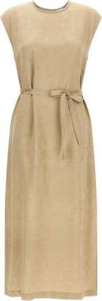 PESERICO Beige Viscose Midi Womens Dress
