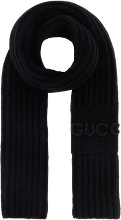 Gucci Black Logo Knitted Scarf