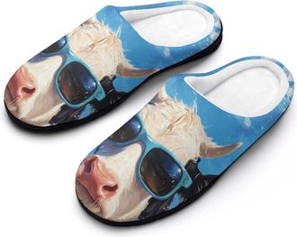 Generic Cow Surfing Cotton Slippers for Women Indoor Outdoor Slipper Slip-On Memory Foam Home Shoes
