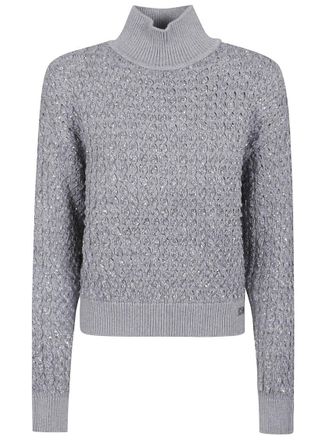 Elisabetta Franchi Textured Bouclé Sweater With High Neck