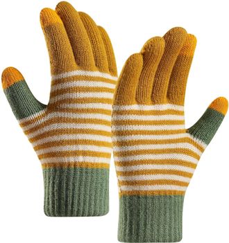 Generic Knitted Thermal Touchscreen Gloves for Women Gloves Mittens Men Women Winter Screen Gloves Warm Knit Gloves Elastic Cuff Winter Couple Warm Full Finge