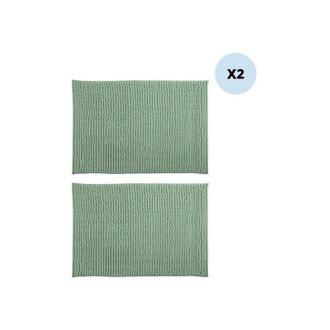 MSV Juego De 2 Alfombras De Ba&ntilde;o De Microfibra Chenille 50x80cm Verde Albahaca Msv