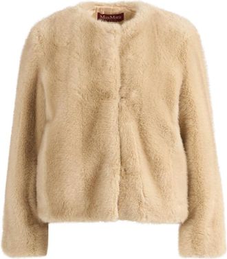 Max Mara Eros Faux Fur Jas - Dames - Jassen - Beige - 2XS - Polyester - Jassen
