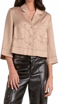 Elan Button Up Top In Stone