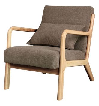 Moloo Sill&oacute;n de tela marr&oacute;n y madera natural