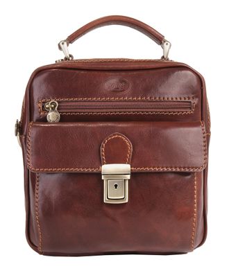 Pik&eacute; Umh&auml;ngetasche PIK&Eacute;, Herren, Gr. B/H/T: 25cm x 24cm x 12cm onesize, braun, Leder, beschichtet, gl&auml;nzend, Taschen Umh&auml;ngetasche, echt Leder, Made in Ita