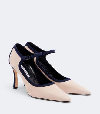 Manolo Blahnik Churla suede Mary Jane pumps