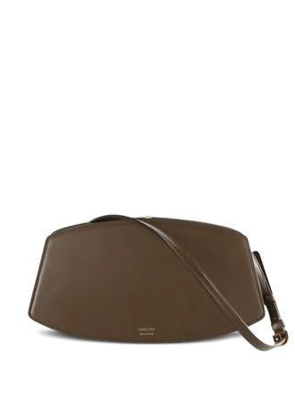 Savette curved-flap calfskin shoulder bag - Brown