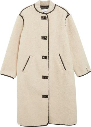Comma Teddy Jas met Contrasterende Details - Dames - Mantel - Beige - M - Katoen - Jassen