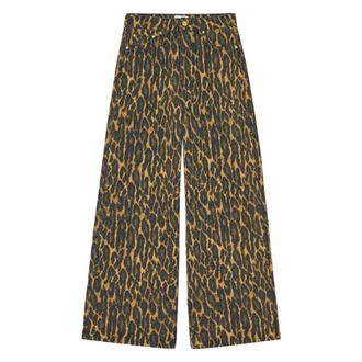 Ganni Wide Jeans, female, Brown, Size: W25 L33 Print Denim Baggy Jeans