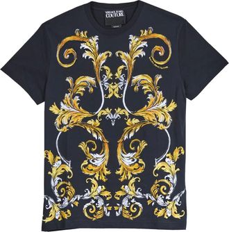 Versace Jeans Couture Tops, Heren, Zwart, 2Xl, Katoen, Barocco Outline T-Shirt