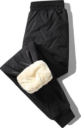 Generic Mens Winter Thermal Elastic Waist Pants Fleece Sherpa Lined Trousers Cold Thickened Cuffed Ankle Snow Pants for Outdoor Skiing and Hiking Daily Wear F