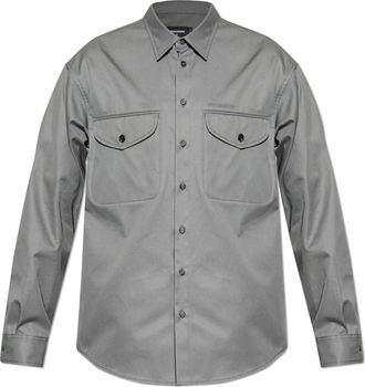 Dsquared2 Overhemd met geborduurd logo - Heren - Casual Overhemden - Grijs - S - Katoen - Overhemden