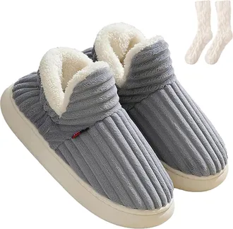 Generic Hadanceo Sunshine Cloud Slippers, Hadanceo Thickened Plush Slipper, Warm Soft Non-Slip Winter House Shoes, for Women Men (Grey,10.5-11)