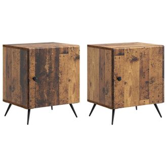 vidaXL Armario De Noche 2 Pcs Madera Envejecida 43 X 34,5 X 50 Cm Vidaxl