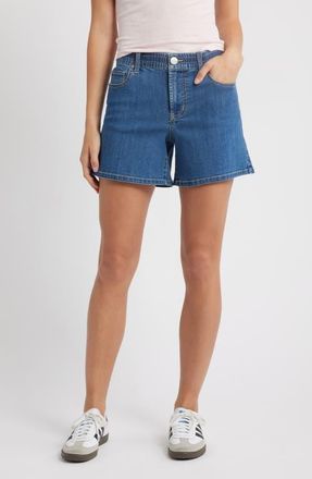 1822 Denim High Waist A-Line Mid Thigh Denim Shorts in Iman at Nordstrom, Size 25