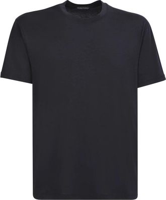 Tom Ford Lyocell Cotton Crew T-Shirt - Heren - T-shirts - Zwart - S - Katoen - Tops