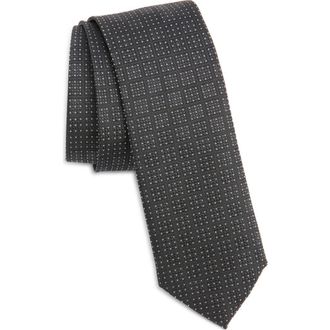 BOSS Micropattern Silk Blend Tie in Black at Nordstrom Rack