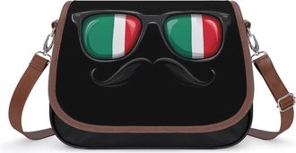 Generic Flag Italy Glasses Mustache Crossbody Bags for Women Shoulder Messenger Bag Purse Handbags