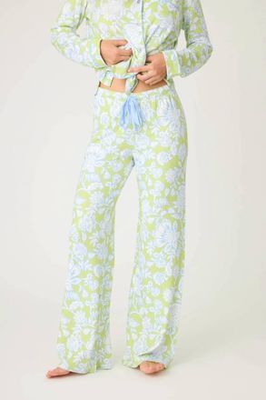 PJ Salvage Womens Beautiful Life Floral Open Leg Pant In Electric Lime