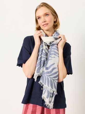 Fat Face FatFace Ivory Leaf Jacquard Scarf