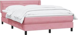 vidaXL Cama Box Spring Con Colch&oacute;n Terciopelo Rosa 140x210 Cm Vidaxl