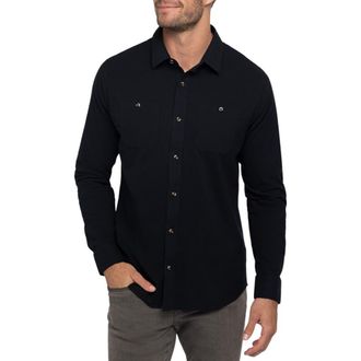 Travis Mathew Cloud Flannel Button-Up Shirt in Black at Nordstrom Rack, Size Small