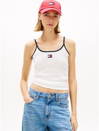 Tommy Hilfiger Womens Tommy Jeans Slim Rib-Knit Tank Top - White - XL