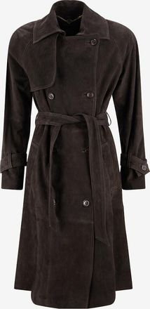 Luisa Spagnoli Langer Wildleder Trenchcoat Silice
