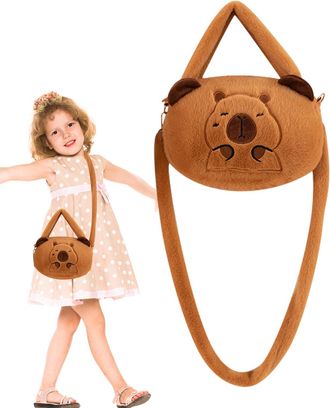 Generic Plush Animal Backpack - Cartoon Capybara Shoulder Bags, Soft Handbag With Plush Material | Adorable Animal Pack For Mobile Phone Wallet Cards Kids Tra