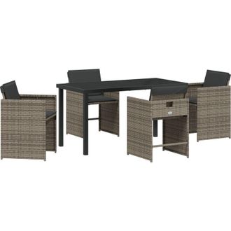 vidaXL Vidaxl - Conjunto De Comedor De Jard&iacute;n Con Coj&iacute;n 5 Pcs Gris Polirat&aacute;n