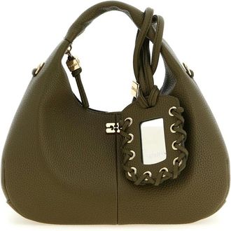 Ganni Borsa Hobo in Pelle Testurizzata - - Bags - Donna - Verde - ONE SIZE
