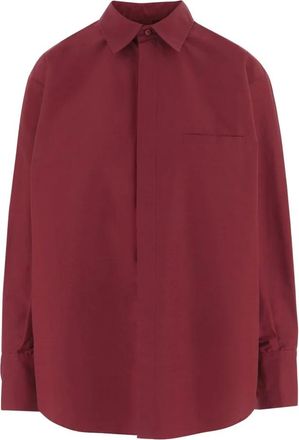 SA SU PHI Katoenen Blouse met Gerimpelde Achterkant - Dames - Overhemden - Rood - XL - Katoen - Overhemden
