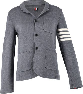 Thom Browne 4-Bar Knit Blazer in Grey Wool