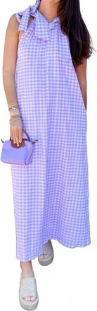 Adrienne Julia Violetta Seer Gingham Maxi Dress In Lavender