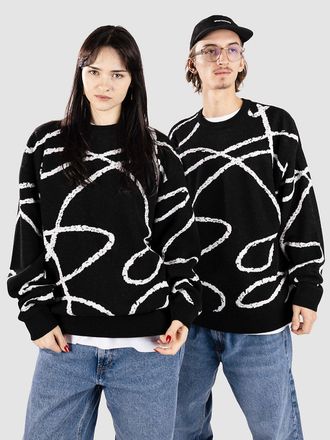 Poetic Collective Doodle Jacquard Knit Crewneck Strickpullover schwarz