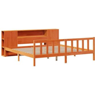 vidaXL Bookcase Bed without Mattress Wax Brown 200x200 cm Solid Wood Pine Vidaxl