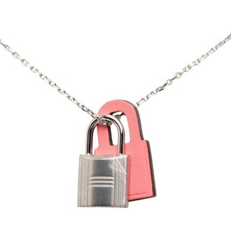 Herm&egrave;s Pre-owned Hermes Palladium Plated and Swift O Kelly Pendant Necklace Ladies 541UAQE9PF7T6EAC