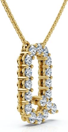 Pompeii3 1Ct Diamond Initial R Pendant 14k Gold 18 Necklace Lab Grown 5/8 Tall