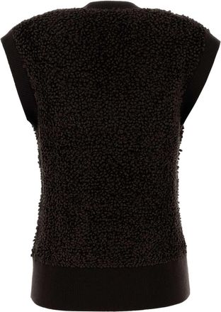 Ferragamo Womens Dark Brown Boucle Vest Darkexpresso Maglieria Sweater