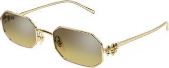 Cartier Ct0682S Rechthoekige Zonnebril - unisex - Accessoires - Geel - Maat: 53 MM