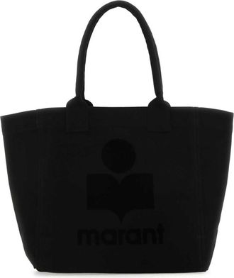 Isabel Marant Black Yenki flocked-logo tote bag
