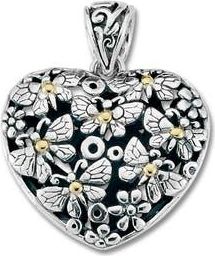 Samuel B. Floral Heart Pendant in Silver And Gold at Nordstrom Rack