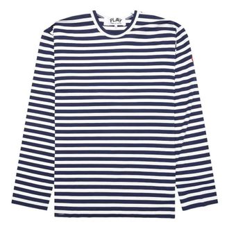 Comme Des Gar&ccedil;ons SS25 Double Heart Striped T-Shirt Blue White AZ-T332-051-1