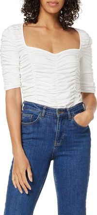 NA-KD Womens Gathered Jersey Top Shirt, Off White, X-Small