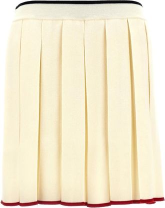 Thom Browne Gebreide plooirok - Dames - Korte rokken - Wit - S - Wol - Rokken